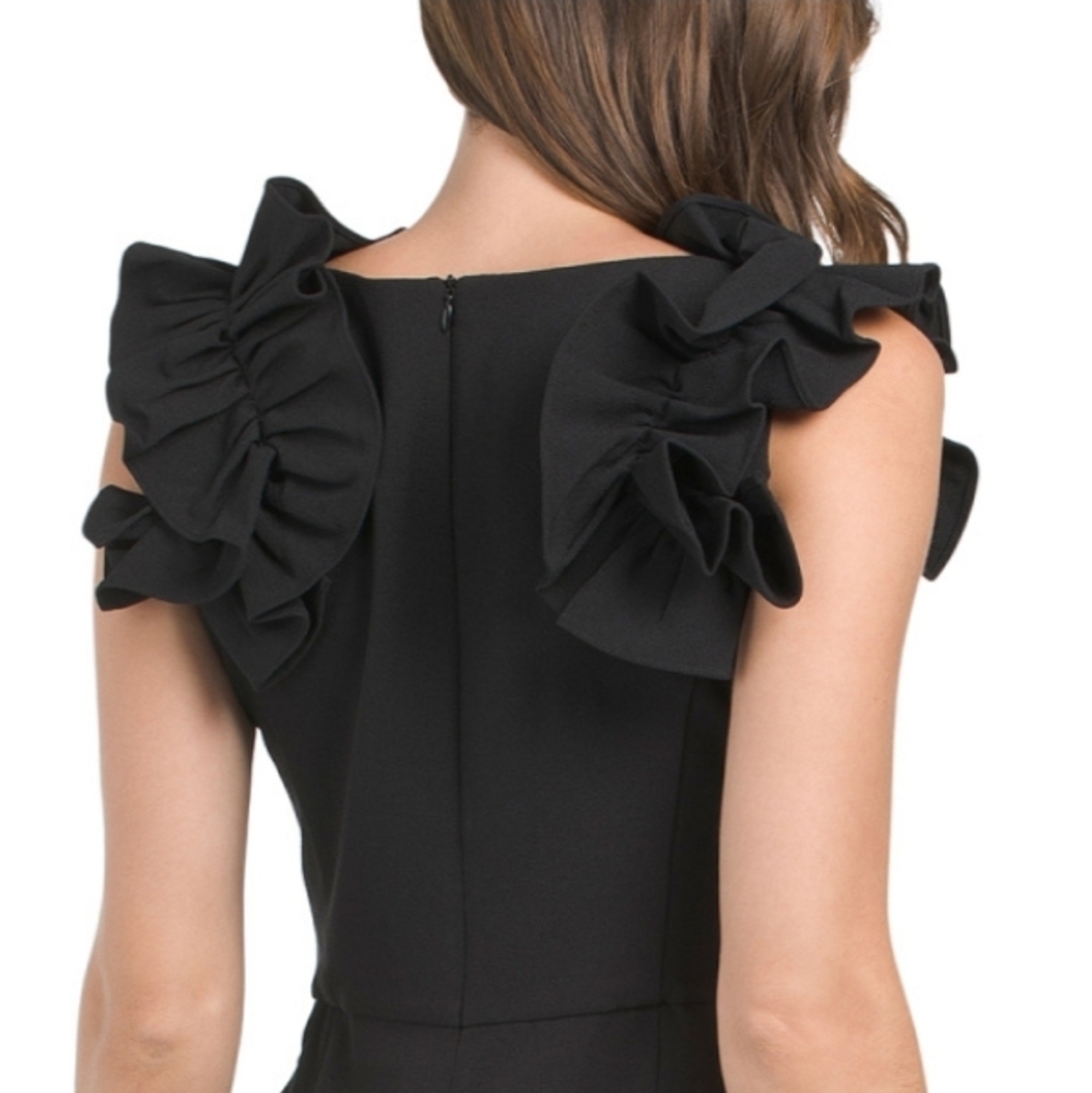 Donna Ricco Black Ruffle Shoulder Jumpsuit - Picture 4 of 5